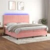 Letto A Molle Con Materasso E LED Rosa 200x200 Cm In Velluto -Garden Home letto a molle con materasso e led rosa 200x200 cm in velluto