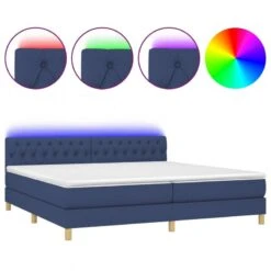 Letto A Molle Materasso E LED Blu 200x200cm In Tessuto -Garden Home letto a molle materasso e led blu 200x200cm in tessuto 1