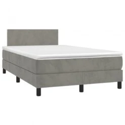 Letto A Molle Materasso E LED Grigio Chiaro 120x200 Cm Velluto 10 Letto A Molle Materasso E LED Grigio Chiaro 120x200 Cm Velluto -Garden Home letto a molle materasso e led grigio chiaro 120x200 cm velluto 2