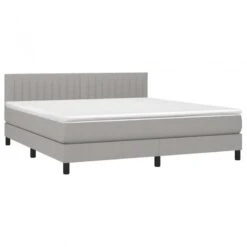 Letto A Molle Materasso E LED Grigio Chiaro 160x200 Cm Tessuto 10 Letto A Molle Materasso E LED Grigio Chiaro 160x200 Cm Tessuto -Garden Home letto a molle materasso e led grigio chiaro 160x200 cm tessuto 2