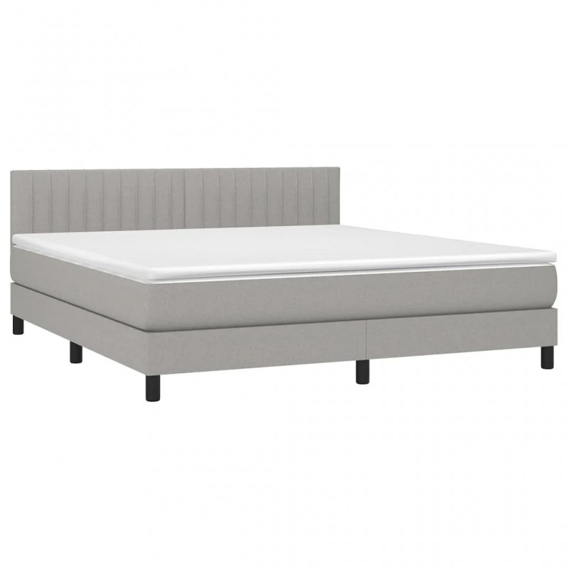 Letto A Molle Materasso E LED Grigio Chiaro 160x200 Cm Tessuto 3 Letto A Molle Materasso E LED Grigio Chiaro 160x200 Cm Tessuto - immagine 3
