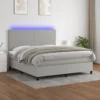 Letto A Molle Materasso E LED Grigio Chiaro 180x200 Cm Tessuto 19 Letto A Molle Materasso E LED Grigio Chiaro 180x200 Cm Tessuto -Garden Home letto a molle materasso e led grigio chiaro 180x200 cm tessuto