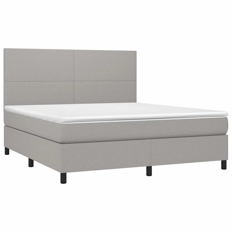 Letto A Molle Materasso E LED Grigio Chiaro 180x200 Cm Tessuto 3 Letto A Molle Materasso E LED Grigio Chiaro 180x200 Cm Tessuto - immagine 3