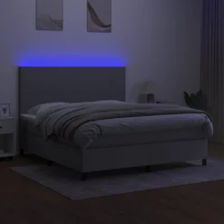 Letto A Molle Materasso E LED Grigio Chiaro 180x200 Cm Tessuto 11 Letto A Molle Materasso E LED Grigio Chiaro 180x200 Cm Tessuto -Garden Home letto a molle materasso e led grigio chiaro 180x200 cm tessuto 3
