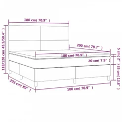 Letto A Molle Materasso E LED Grigio Chiaro 180x200 Cm Tessuto 15 Letto A Molle Materasso E LED Grigio Chiaro 180x200 Cm Tessuto -Garden Home letto a molle materasso e led grigio chiaro 180x200 cm tessuto 7