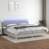 Letto A Molle Materasso E LED Grigio Chiaro 200x200 Cm Tessuto