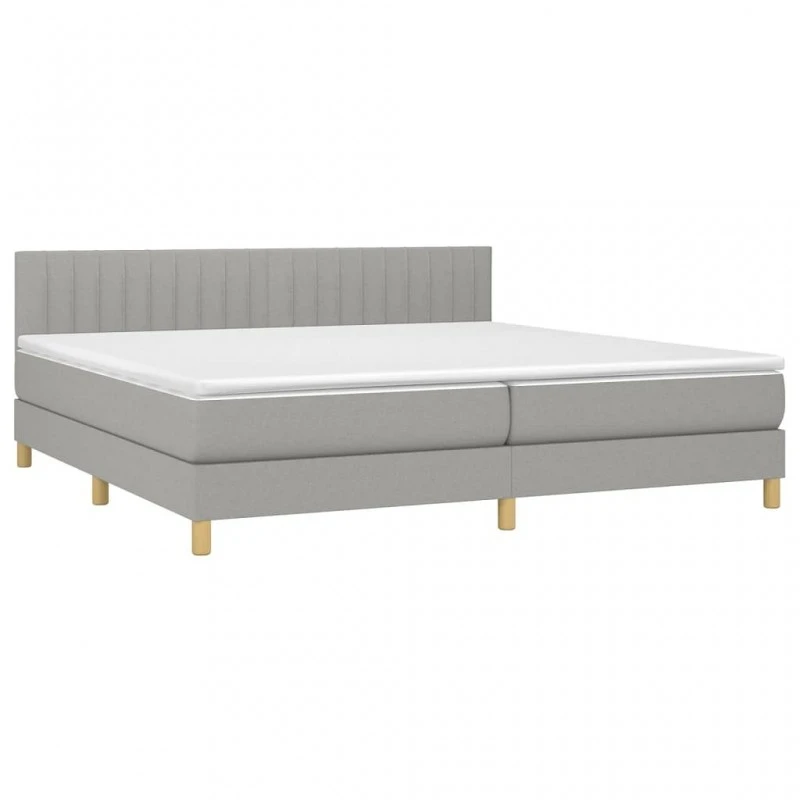 Letto A Molle Materasso E LED Grigio Chiaro 200x200 Cm Tessuto 4 Letto A Molle Materasso E LED Grigio Chiaro 200x200 Cm Tessuto - immagine 4