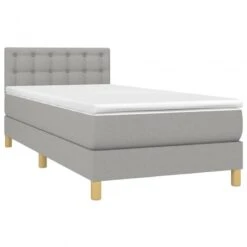 Letto A Molle Materasso E LED Grigio Chiaro 80x200 Cm Tessuto -Garden Home letto a molle materasso e led grigio chiaro 80x200 cm tessuto 2