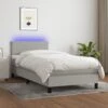 Letto A Molle Materasso E LED Grigio Chiaro 90x200 Cm Tessuto 13 Letto A Molle Materasso E LED Grigio Chiaro 90x200 Cm Tessuto -Garden Home letto a molle materasso e led grigio chiaro 90x200 cm tessuto