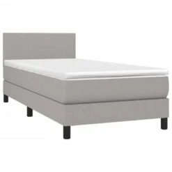 Letto A Molle Materasso E LED Grigio Chiaro 90x200 Cm Tessuto 10 Letto A Molle Materasso E LED Grigio Chiaro 90x200 Cm Tessuto -Garden Home letto a molle materasso e led grigio chiaro 90x200 cm tessuto 2