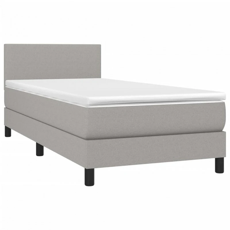 Letto A Molle Materasso E LED Grigio Chiaro 90x200 Cm Tessuto 3 Letto A Molle Materasso E LED Grigio Chiaro 90x200 Cm Tessuto - immagine 3