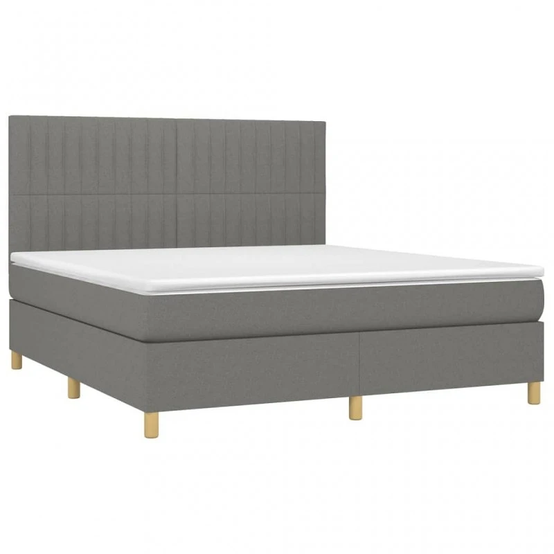 Letto A Molle Materasso E LED Grigio Scuro 180x200cm In Tessuto 3 Letto A Molle Materasso E LED Grigio Scuro 180x200cm In Tessuto - immagine 3