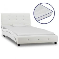 Letto Con Materasso Memory Foam Bianco In Similpelle 90x200 Cm
