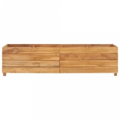 Letto Rialzato 150x40x38 Cm Legno Di Teak Di Recupero E Acciaio -Garden Home letto rialzato 150x40x38 cm legno di teak di recupero e acciaio 2