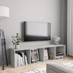 Libreria/Mobile TV Grigio Cemento 143x30x36 Cm