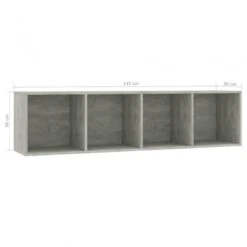 Libreria/Mobile TV Grigio Cemento 143x30x36 Cm -Garden Home libreria mobile tv grigio cemento 143x30x36 cm 7