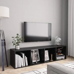 Libreria/Mobile TV Nero 143x30x36 Cm