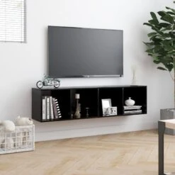 Libreria/Mobile TV Nero 143x30x36 Cm -Garden Home libreria mobile tv nero 143x30x36 cm 3
