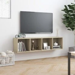 Libreria/Mobile TV Rovere Sonoma 143x30x36 Cm 11 Libreria/Mobile TV Rovere Sonoma 143x30x36 Cm -Garden Home libreria mobile tv rovere sonoma 143x30x36 cm 3