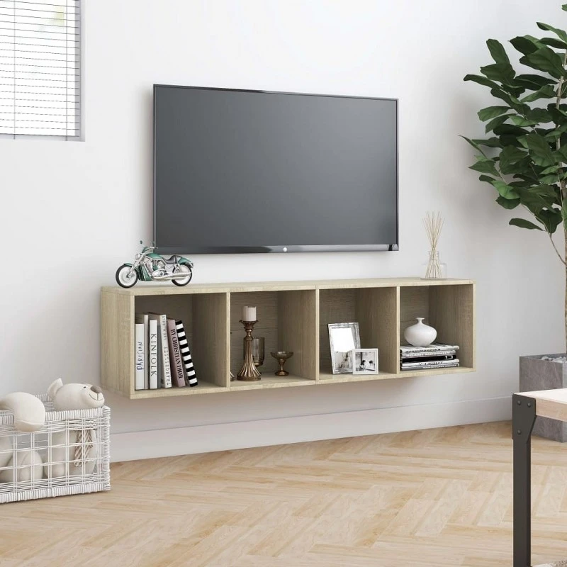 Libreria/Mobile TV Rovere Sonoma 143x30x36 Cm 4 Libreria/Mobile TV Rovere Sonoma 143x30x36 Cm - immagine 4