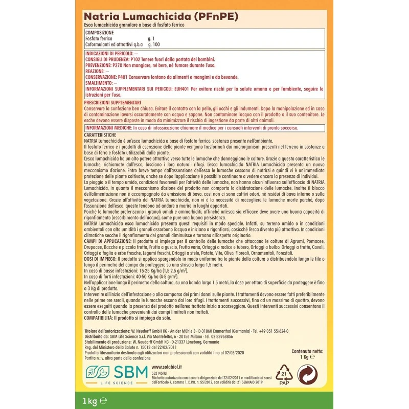 Lumachicida Ferramol BIO X 1 Kg 3 Lumachicida Ferramol BIO X 1 Kg - immagine 3