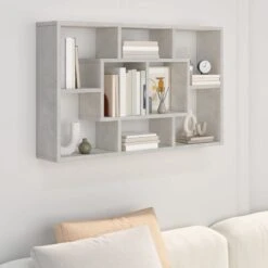 Mensola A Muro Grigio Cemento 85x16x52,5cm In Legno Multistrato