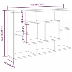 Mensola A Muro Grigio Sonoma 85x16x52,5 Cm In Legno Multistrato -Garden Home mensola a muro grigio sonoma 85x16x525 cm in legno multistrato 6