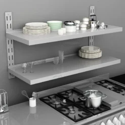 Mensola A Sospensione A 2 Livelli In Acciaio Inox 120x30 Cm