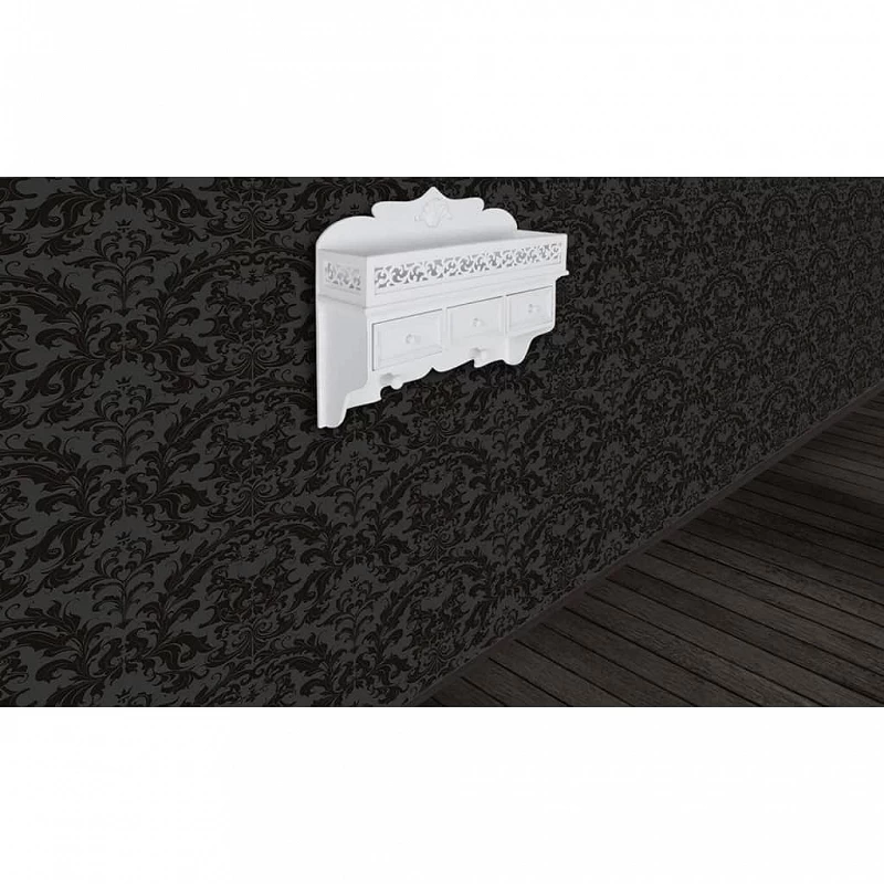 Mensola Appendiabiti A Muro Con 3 Cassetti E 2 Ganci 3 Mensola Appendiabiti A Muro Con 3 Cassetti E 2 Ganci - immagine 3