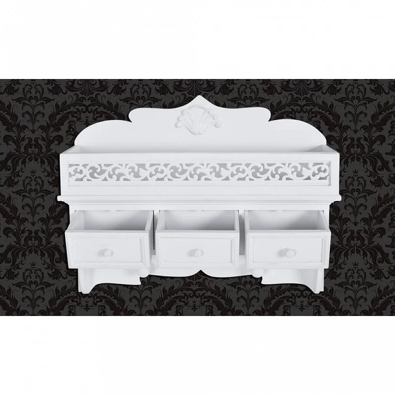 Mensola Appendiabiti A Muro Con 3 Cassetti E 2 Ganci 4 Mensola Appendiabiti A Muro Con 3 Cassetti E 2 Ganci - immagine 4