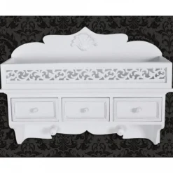 Mensola Appendiabiti A Muro Con 3 Cassetti E 2 Ganci 11 Mensola Appendiabiti A Muro Con 3 Cassetti E 2 Ganci -Garden Home mensola appendiabiti a muro con 3 cassetti e 2 ganci 4