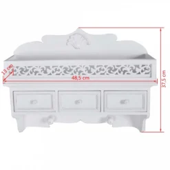 Mensola Appendiabiti A Muro Con 3 Cassetti E 2 Ganci 13 Mensola Appendiabiti A Muro Con 3 Cassetti E 2 Ganci -Garden Home mensola appendiabiti a muro con 3 cassetti e 2 ganci 6