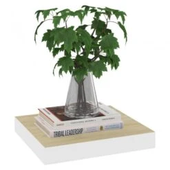 Mensole A Muro 2 Pz Rovere E Bianco 23x23,5x3,8 Cm In MDF -Garden Home mensole a muro 2 pz rovere e bianco 23x235x38 cm in mdf 2