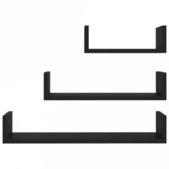 Mensole A Muro 3 Pz Nero In Truciolato -Garden Home mensole a muro 3 pz nero in truciolato 3
