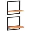 Mensole Parete 2 Pz 40x24x35 Cm Legno Massello Acacia E Acciaio -Garden Home mensole parete 2 pz 40x24x35 cm legno massello acacia e acciaio