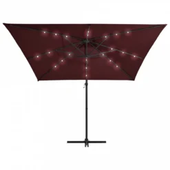 Ombrellone A Sbalzo Con LED Rosso Bordò 250x250 Cm -Garden Home ombrellone a sbalzo con luci led 250x250 cm rosso bordo 3