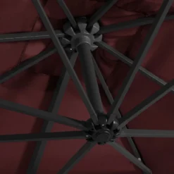 Ombrellone A Sbalzo Con LED Rosso Bordò 250x250 Cm -Garden Home ombrellone a sbalzo con luci led 250x250 cm rosso bordo 5