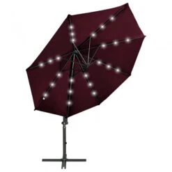 Ombrellone A Sbalzo Con Palo E Luci A LED Rosso Bordò 300 Cm 14 Ombrellone A Sbalzo Con Palo E Luci A LED Rosso Bordò 300 Cm -Garden Home ombrellone a sbalzo con palo e luci a led rosso bordo 300 cm 4
