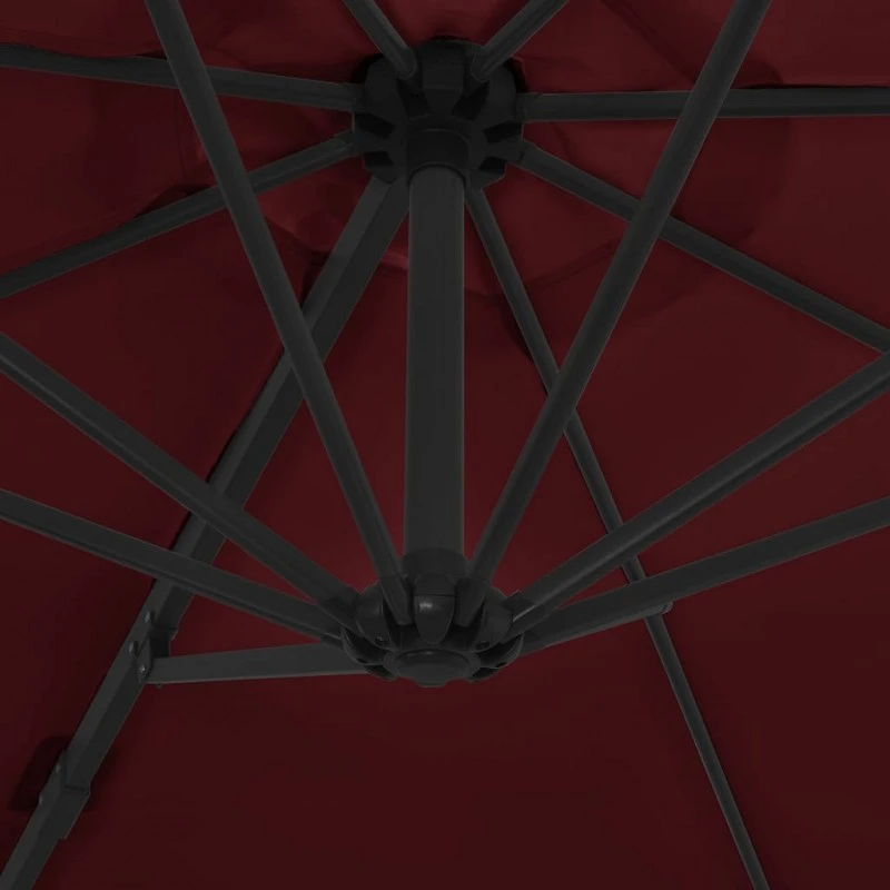 Ombrellone A Sbalzo Con Palo In Acciaio 300 Cm Rosso Bordò 6 Ombrellone A Sbalzo Con Palo In Acciaio 300 Cm Rosso Bordò - immagine 6