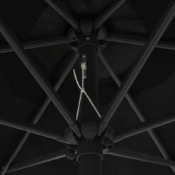 Ombrellone Con Luci A LED E Palo Alluminio 270 Cm Nero 11 Ombrellone Con Luci A LED E Palo Alluminio 270 Cm Nero -Garden Home ombrellone con luci a led e palo alluminio 270 cm nero 4
