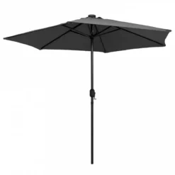 Ombrellone Con Luci A LED E Palo In Alluminio 270 Cm Antracite 9 Ombrellone Con Luci A LED E Palo In Alluminio 270 Cm Antracite -Garden Home ombrellone con luci a led e palo in alluminio 270 cm antracite 2