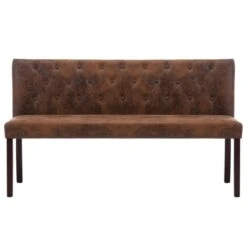 Panca 148,5 Cm Marrone In Similpelle Scamosciata -Garden Home panca 1485 cm marrone in similpelle scamosciata 2