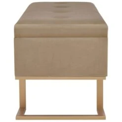 Panca Con Vano Portaoggetti 105 Cm Beige In Velluto -Garden Home panca con vano portaoggetti 105 cm beige in velluto 3