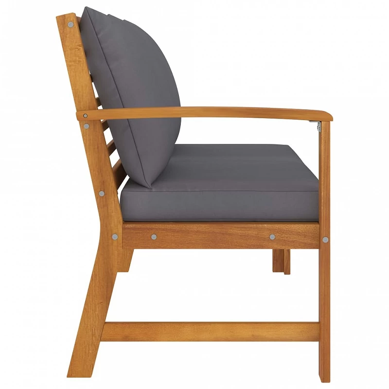 Panca Da Giardino 114,5cm Con Cuscino Grigio Massello Di Acacia 3 Panca Da Giardino 114,5cm Con Cuscino Grigio Massello Di Acacia - immagine 3