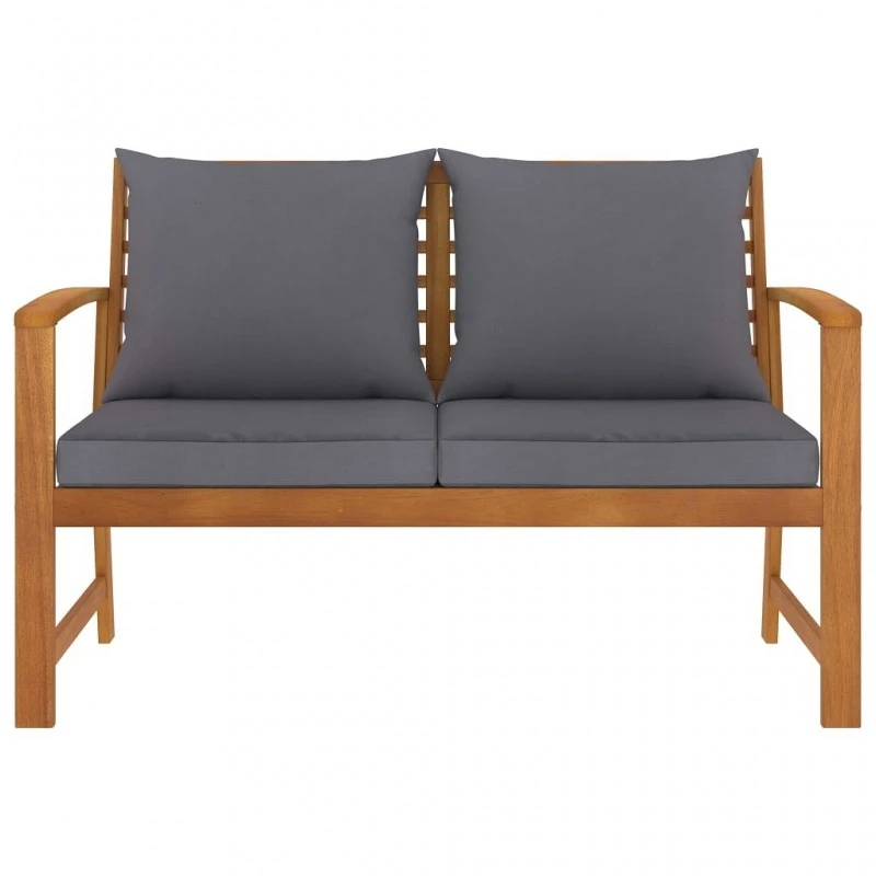 Panca Da Giardino 120 Cm Cuscino Grigio Scuro Legno Di Acacia 2 Panca Da Giardino 120 Cm Cuscino Grigio Scuro Legno Di Acacia - immagine 2