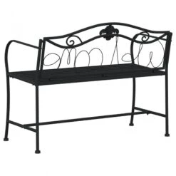 Panca Da Giardino A 2 Posti 104 Cm Nera In Acciaio -Garden Home panca da giardino a 2 posti 104 cm nera in acciaio 4