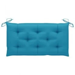 Panca Da Giardino Con Cuscino Azzurro 112 Cm In Legno Di Teak -Garden Home panca da giardino con cuscino azzurro 112 cm in legno di teak 5