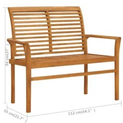 Panca Da Giardino Con Cuscino Azzurro 112 Cm In Legno Di Teak -Garden Home panca da giardino con cuscino azzurro 112 cm in legno di teak 9