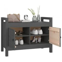 Panca Da Ingresso Grigio 80x40x60 Cm In Legno Massello Di Pino -Garden Home panca da ingresso grigio 80x40x60 cm in legno massello di pino 6