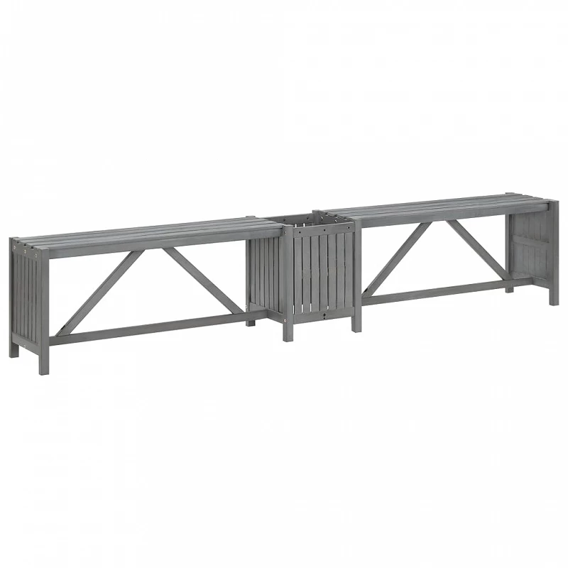 Panca Giardino Angolare E Fioriera 117cm Massello Acacia Grigia 4 Panca Giardino Angolare E Fioriera 117cm Massello Acacia Grigia - immagine 4